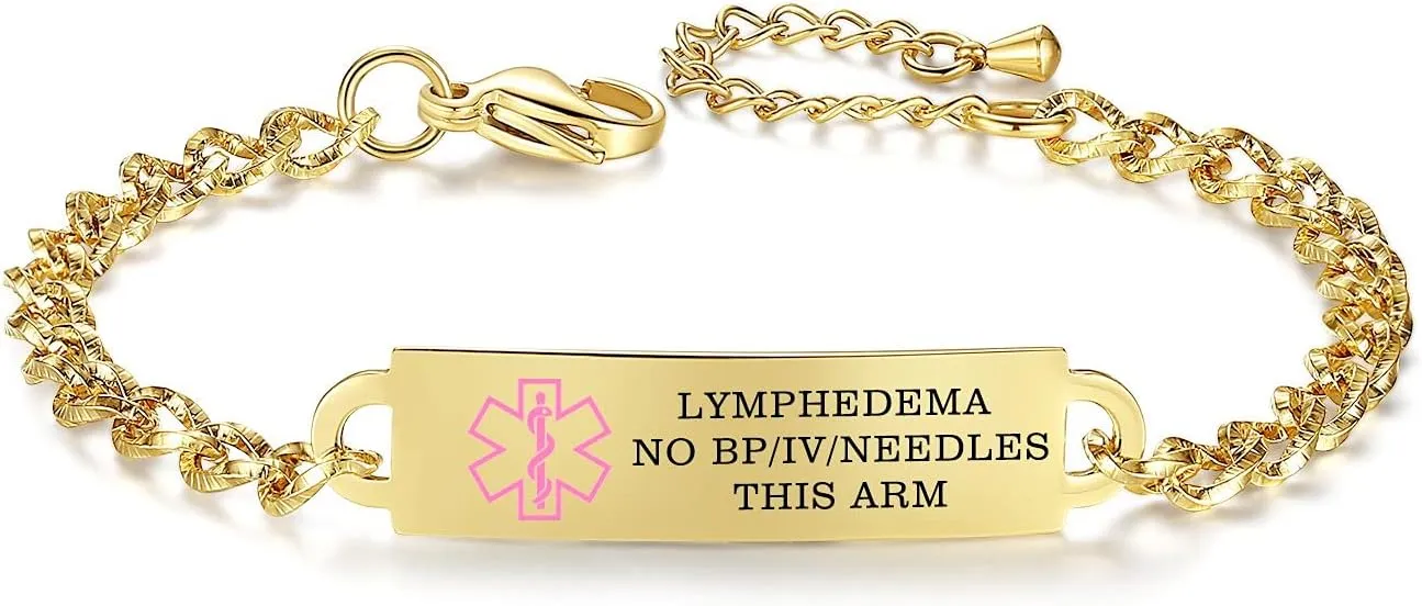 Medical Alert Bracelets for Women Adjustable Personalized Free Engrave Medical ID Bracelets 6.5-8 Inch