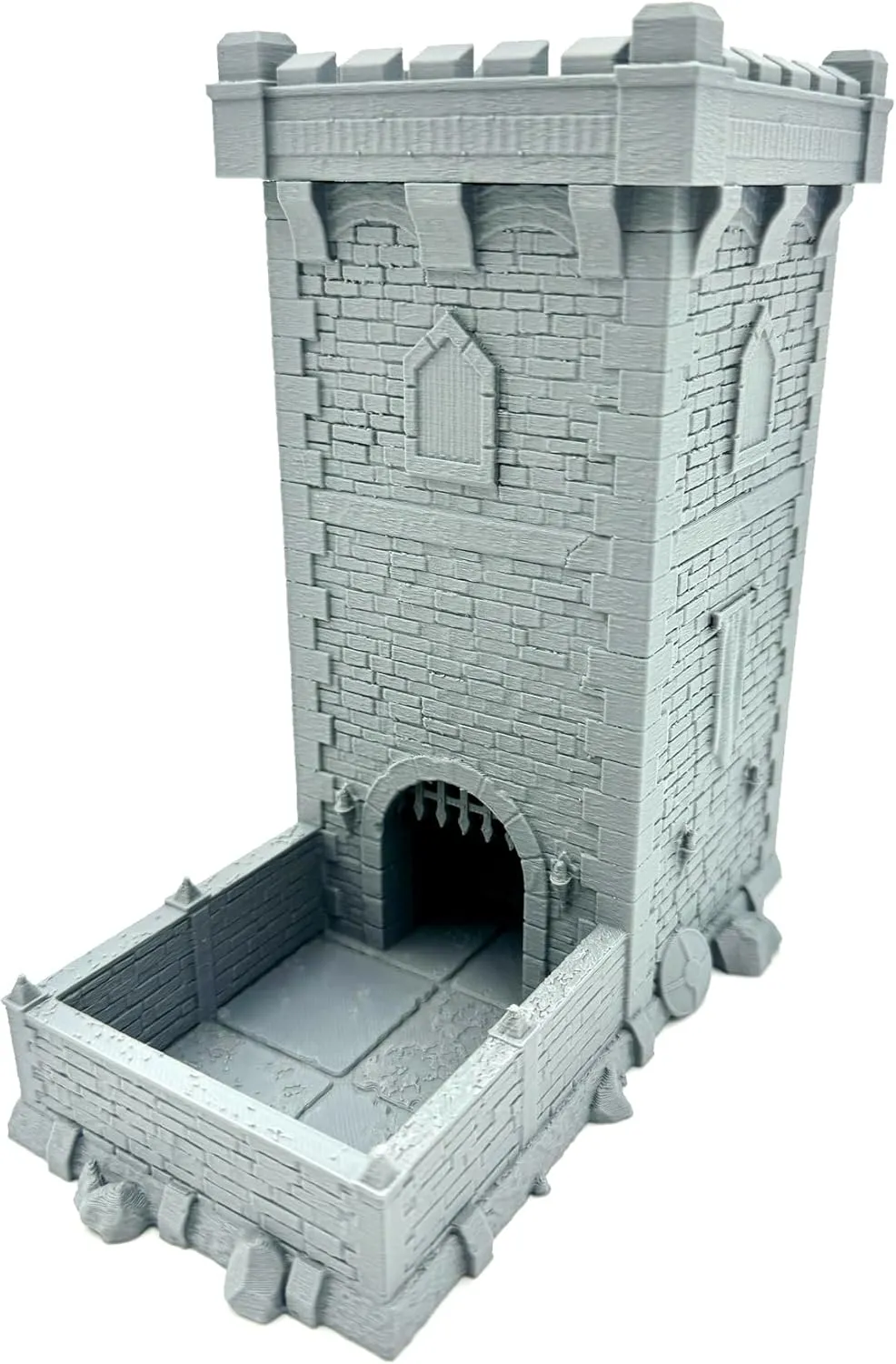 Medieval Dice Tower, Tabletop Wargaming Minis - Dungeon Accessories - RPG Fantasy Dragon Game Models - Figures for Battle Grid Mats, Medium, Gray