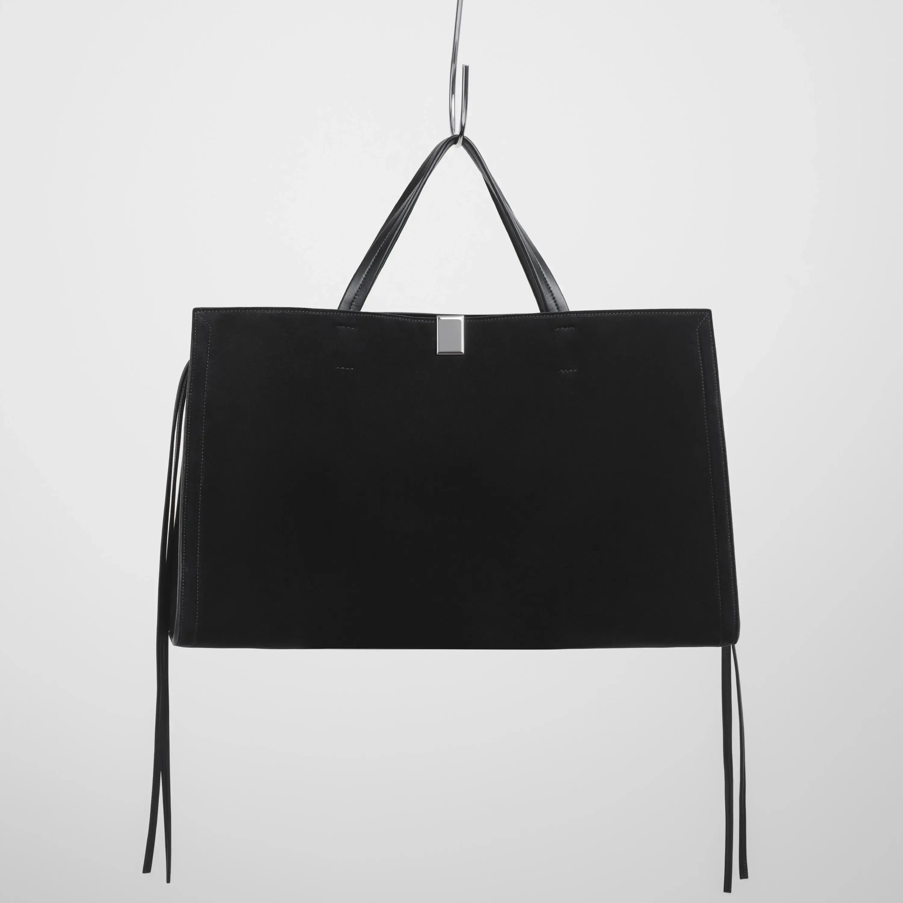 MEDIUM KIT CABAS | black suede with silver