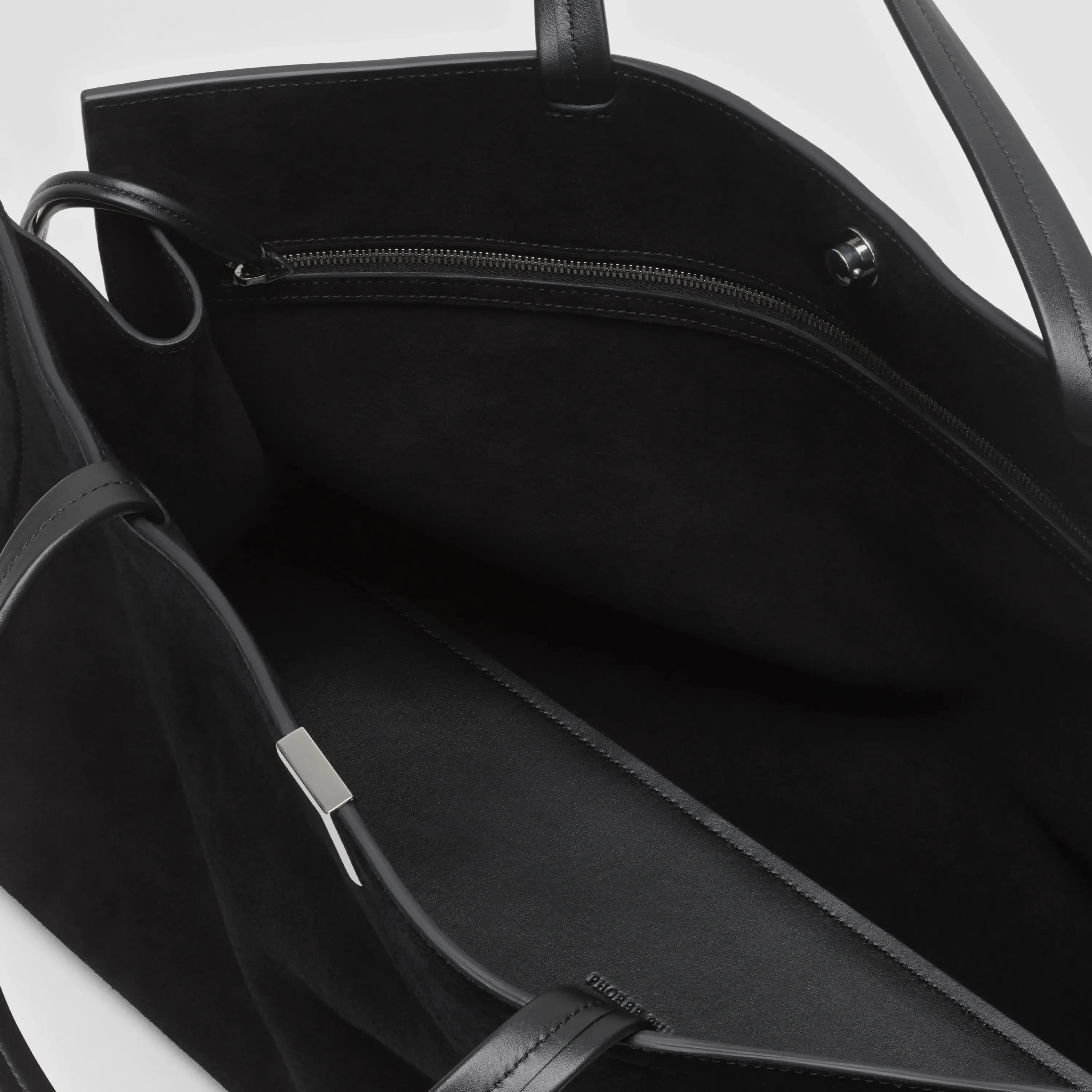 MEDIUM KIT CABAS | black suede with silver