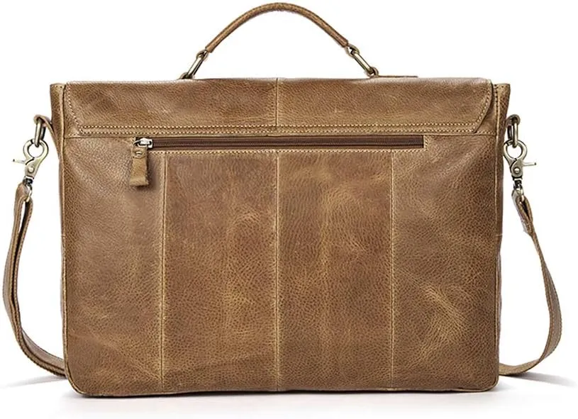 Men Leather Bag Vintage Leather Laptop Briefcase Postman Handbag Unisex New