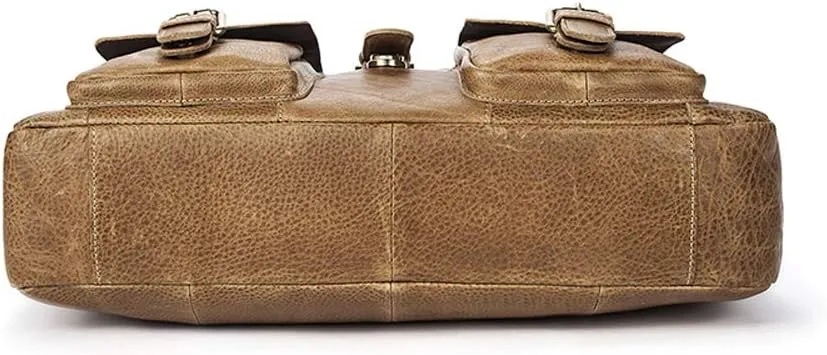 Men Leather Bag Vintage Leather Laptop Briefcase Postman Handbag Unisex New