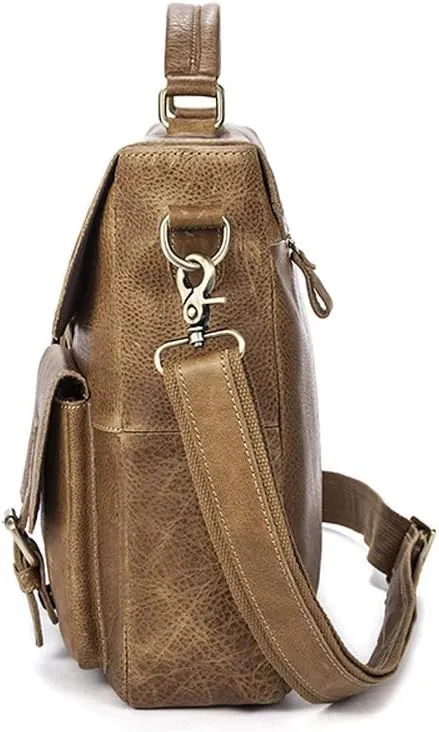 Men Leather Bag Vintage Leather Laptop Briefcase Postman Handbag Unisex New