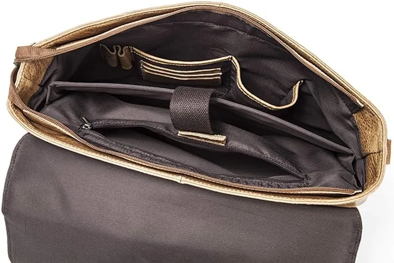 Men Leather Bag Vintage Leather Laptop Briefcase Postman Handbag Unisex New