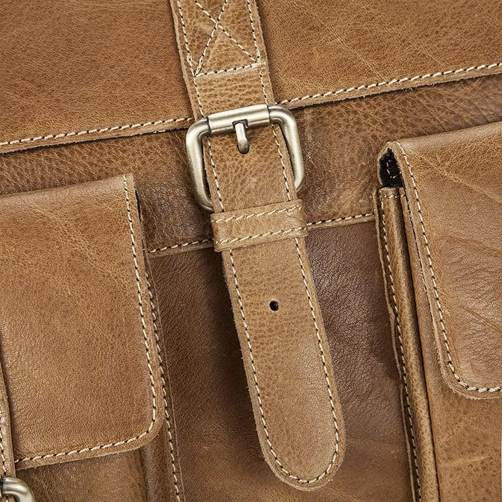 Men Leather Bag Vintage Leather Laptop Briefcase Postman Handbag Unisex New