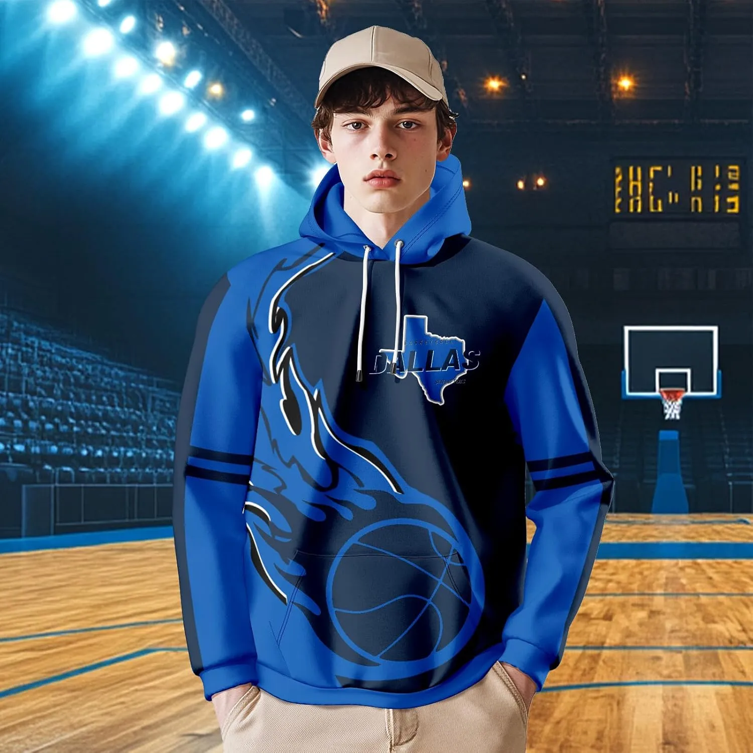 Men's 3D Printed Basketball Hoodies Soft Lightweight Pullover Hooded Sweatshirt Basketball Fans Apparel Team Color Gift