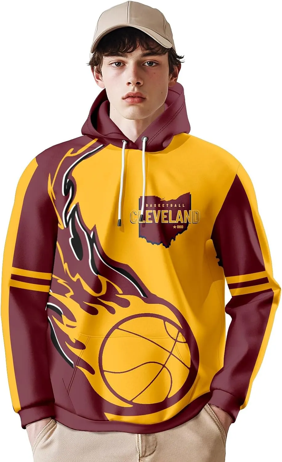 Men's 3D Printed Basketball Hoodies Soft Lightweight Pullover Hooded Sweatshirt Basketball Fans Apparel Team Color Gift