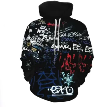 Men's 3d Printed Novelty Hoodie Hip Hop Hoodies Street Graffiti Sweatshirt Casual Pockets Pullover