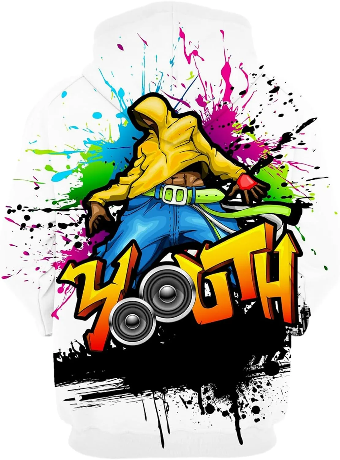 Men's 3d Printed Novelty Hoodie Hip Hop Hoodies Street Graffiti Sweatshirt Casual Pockets Pullover