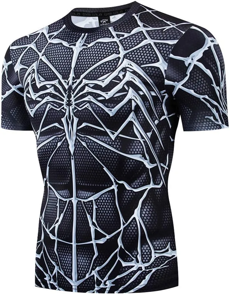 Men's Compression 3D Printed Shirts for Men with Designs Short Sleeve Workout Superhero Tee