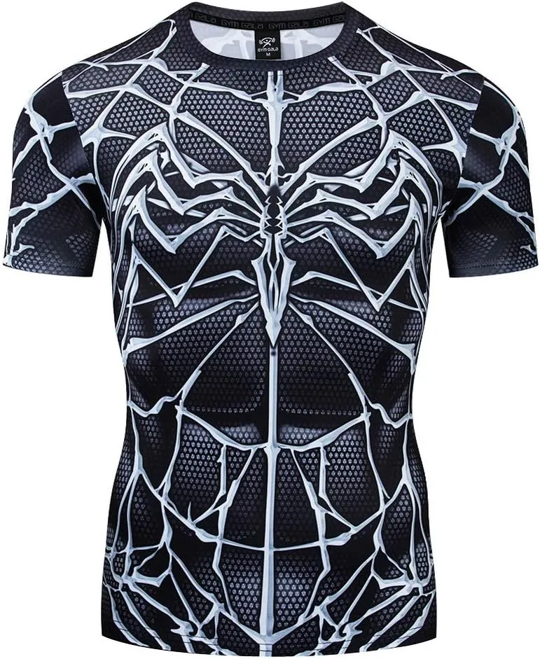 Men's Compression 3D Printed Shirts for Men with Designs Short Sleeve Workout Superhero Tee