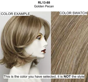 Mesmerized Wig Color RL13/88 GOLDEN PECAN - 15.5" Sheer Indulgence Long Classic Heat Friendly Synthetic Lace Front Monofilament Top Bundle MaxWigs Hairloss Booklet