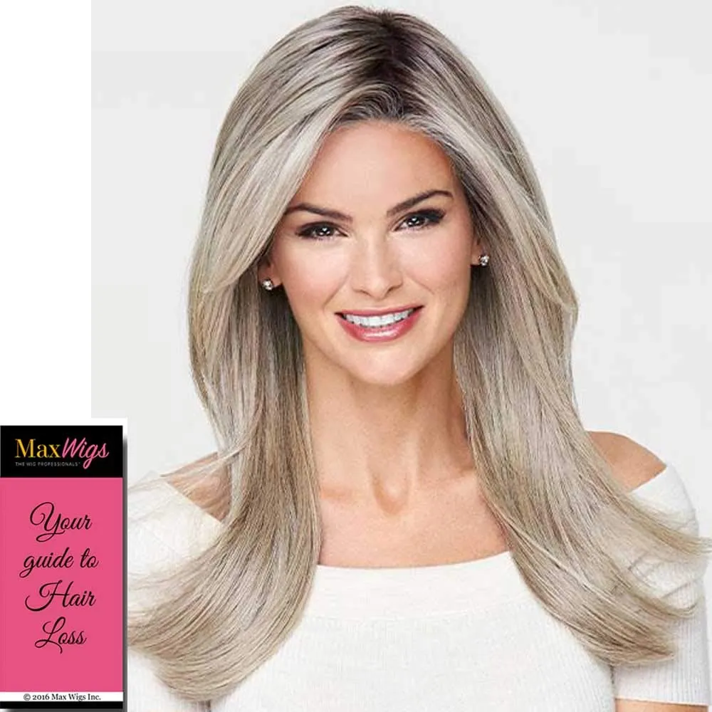Mesmerized Wig Color RL14/22 PALE GOLDEN WHEAT - 15.5" Sheer Indulgence Long Classic Heat Friendly Synthetic Lace Front Monofilament Top Bundle MaxWigs Hairloss Booklet