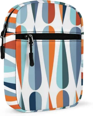 Mid Century Drop Shapes in Tones Adjustable Fanny Waist Pack Pouch, Waterproof Crossbody Runners Bag Wallet for Gym Hiking Fitness Women Men 6.1 x 2.2 x 7.9 inch
