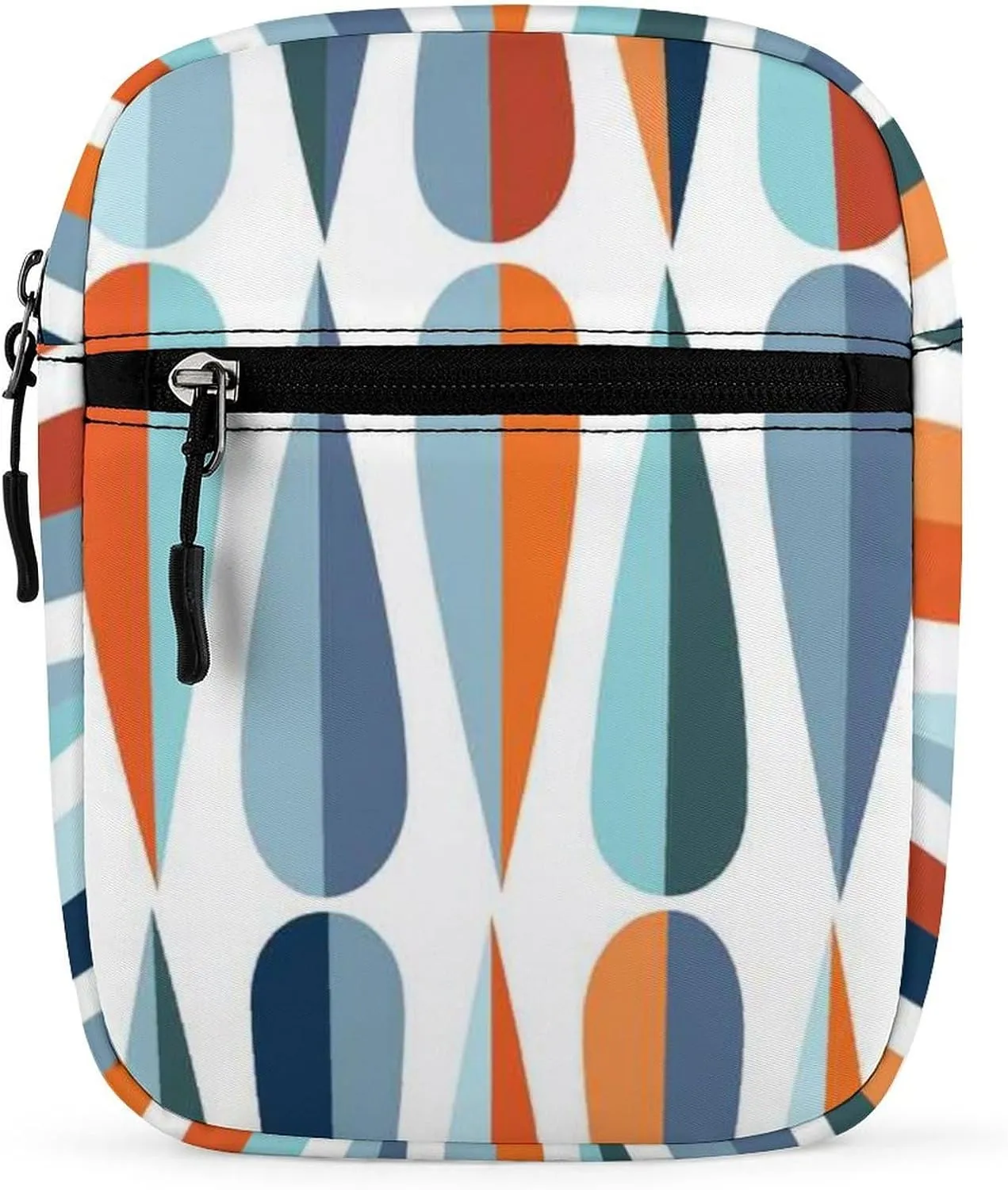 Mid Century Drop Shapes in Tones Adjustable Fanny Waist Pack Pouch, Waterproof Crossbody Runners Bag Wallet for Gym Hiking Fitness Women Men 6.1 x 2.2 x 7.9 inch