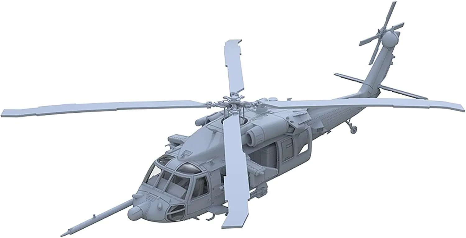 Military Model 1/144 Scale US MH-60L DAP Black Hawk Helicopter with Metal Propeller Etching Sheet Uncolored Resin Model