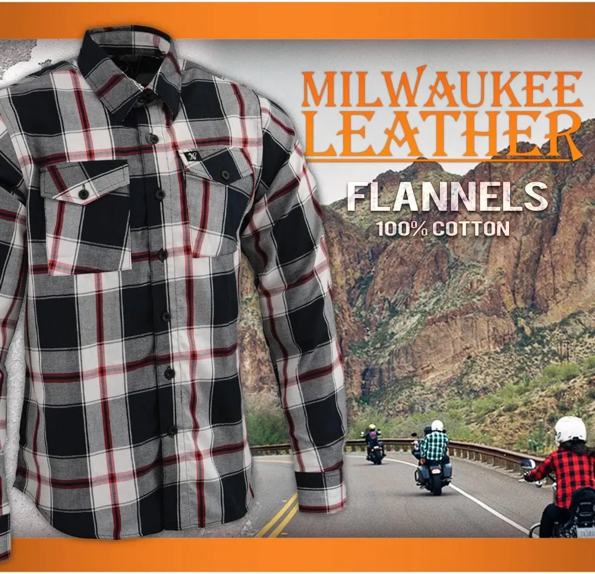 Milwaukee Leather Men’s Casual Cotton Flannel Plaid Long Sleeve Button Down Cotton Shirts