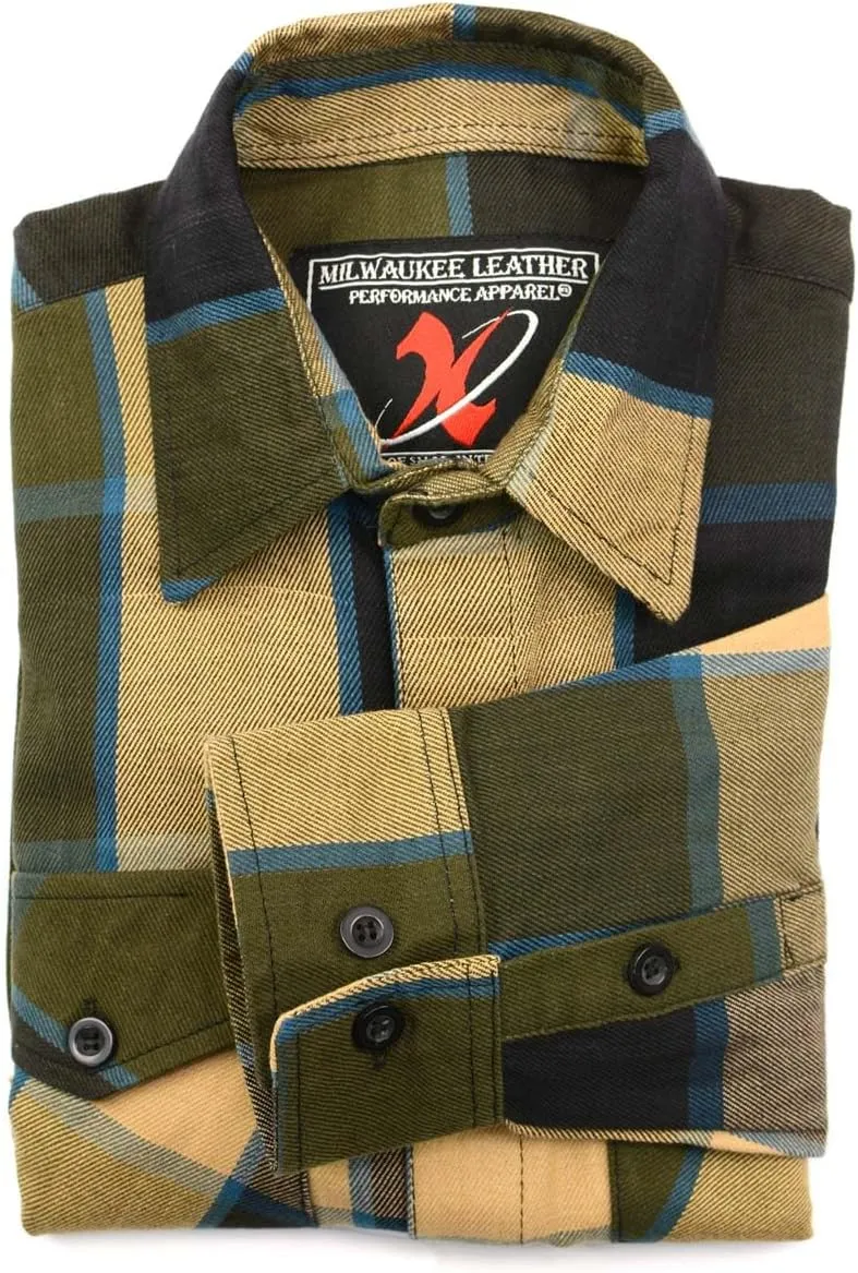 Milwaukee Leather Men’s Casual Cotton Flannel Plaid Long Sleeve Button Down Cotton Shirts