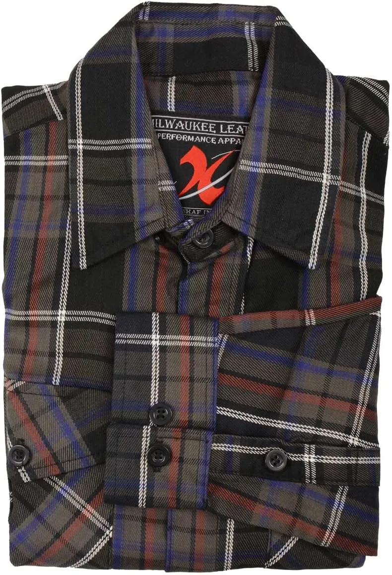 Milwaukee Leather Men’s Casual Cotton Flannel Plaid Long Sleeve Button Down Cotton Shirts