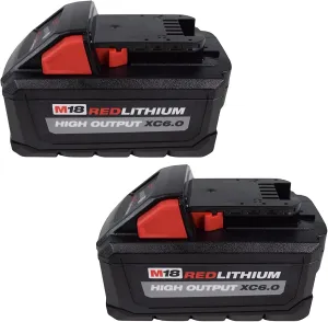 MilwaukeeTool 48-11-1862 M18 Lithium-Ion High Output 6.0Ah Battery Pack (2-Pack)