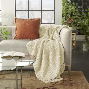 Mina Victory Life Styles Cut Fray Texture Cream 50" x 60" Throw Pillow
