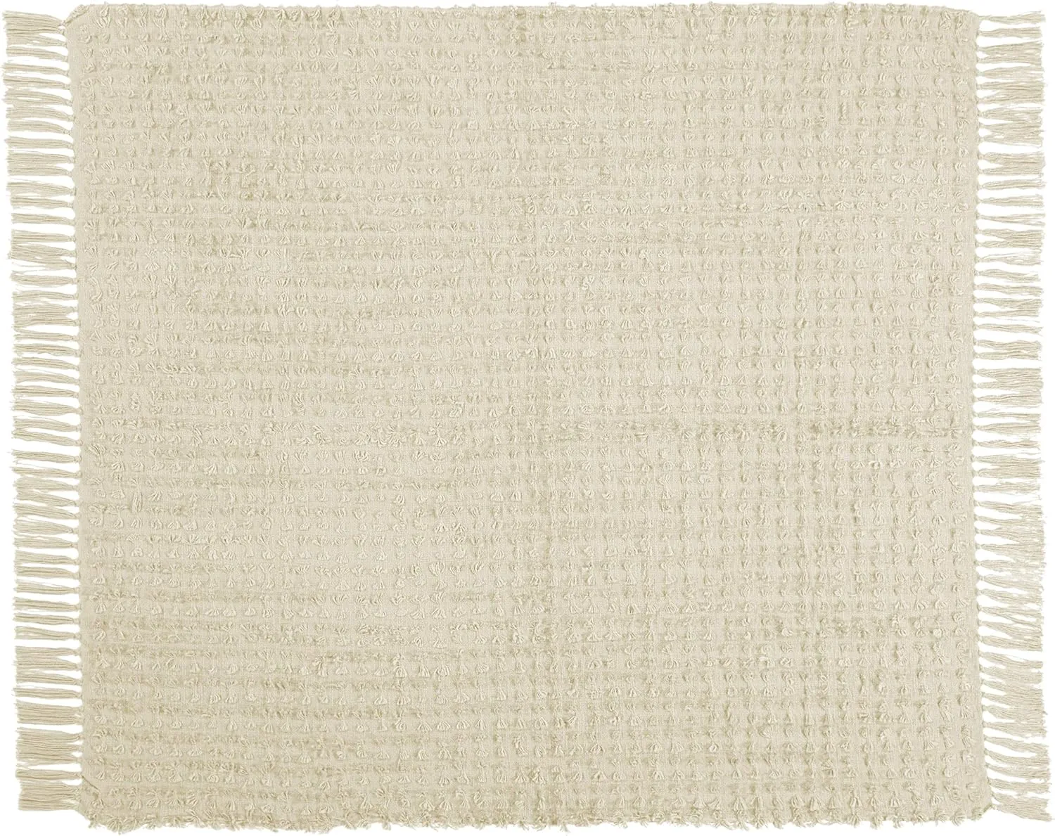 Mina Victory Life Styles Cut Fray Texture Cream 50" x 60" Throw Pillow
