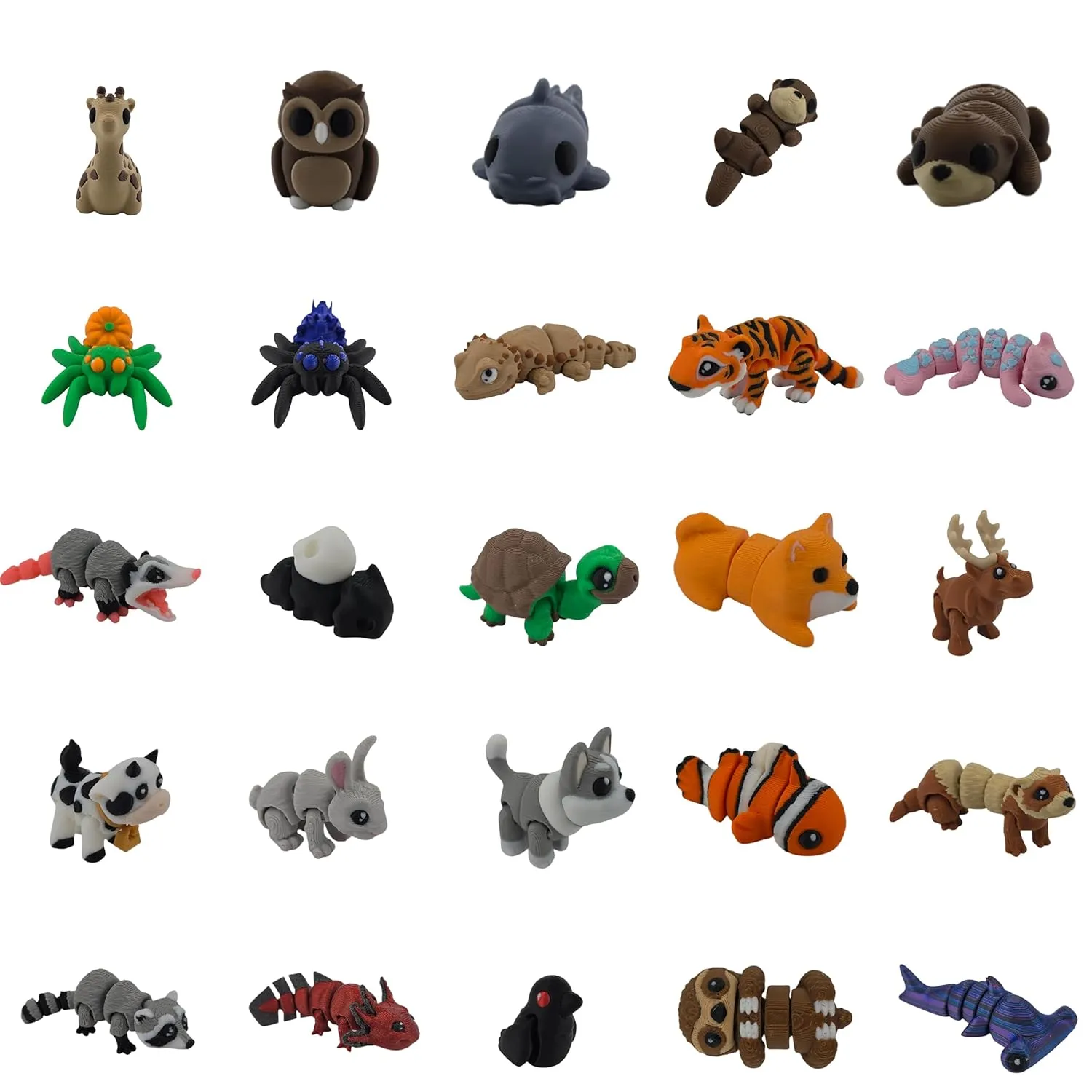 Mini Animal Mystery Pack | 3D Printed Articulating Figurines (15 Pieces)