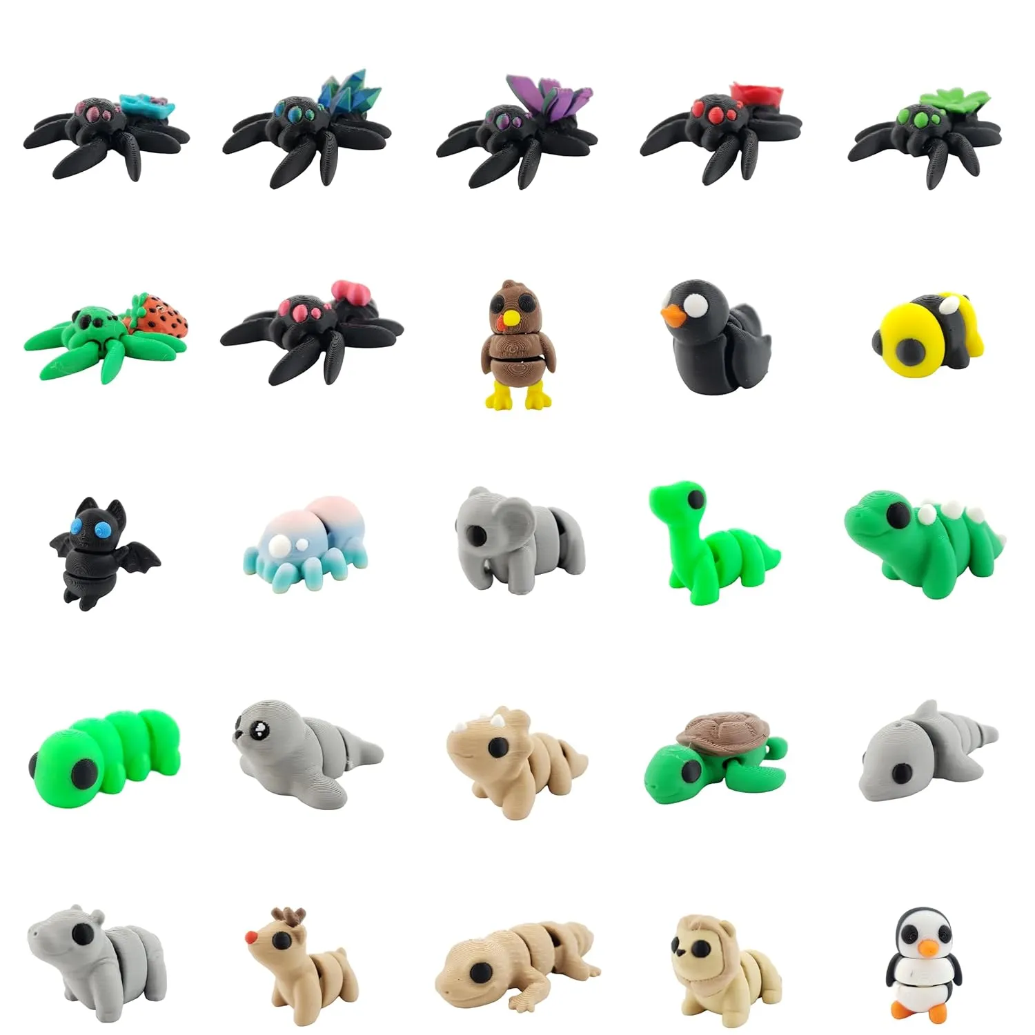 Mini Animal Mystery Pack | 3D Printed Articulating Figurines (15 Pieces)