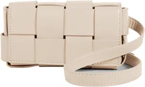 Mini Woven Crossbody Bag for Women, Square Shoulder Handbag Leather Clutch Purse Cute Fanny Packs with Adjustable Belt
