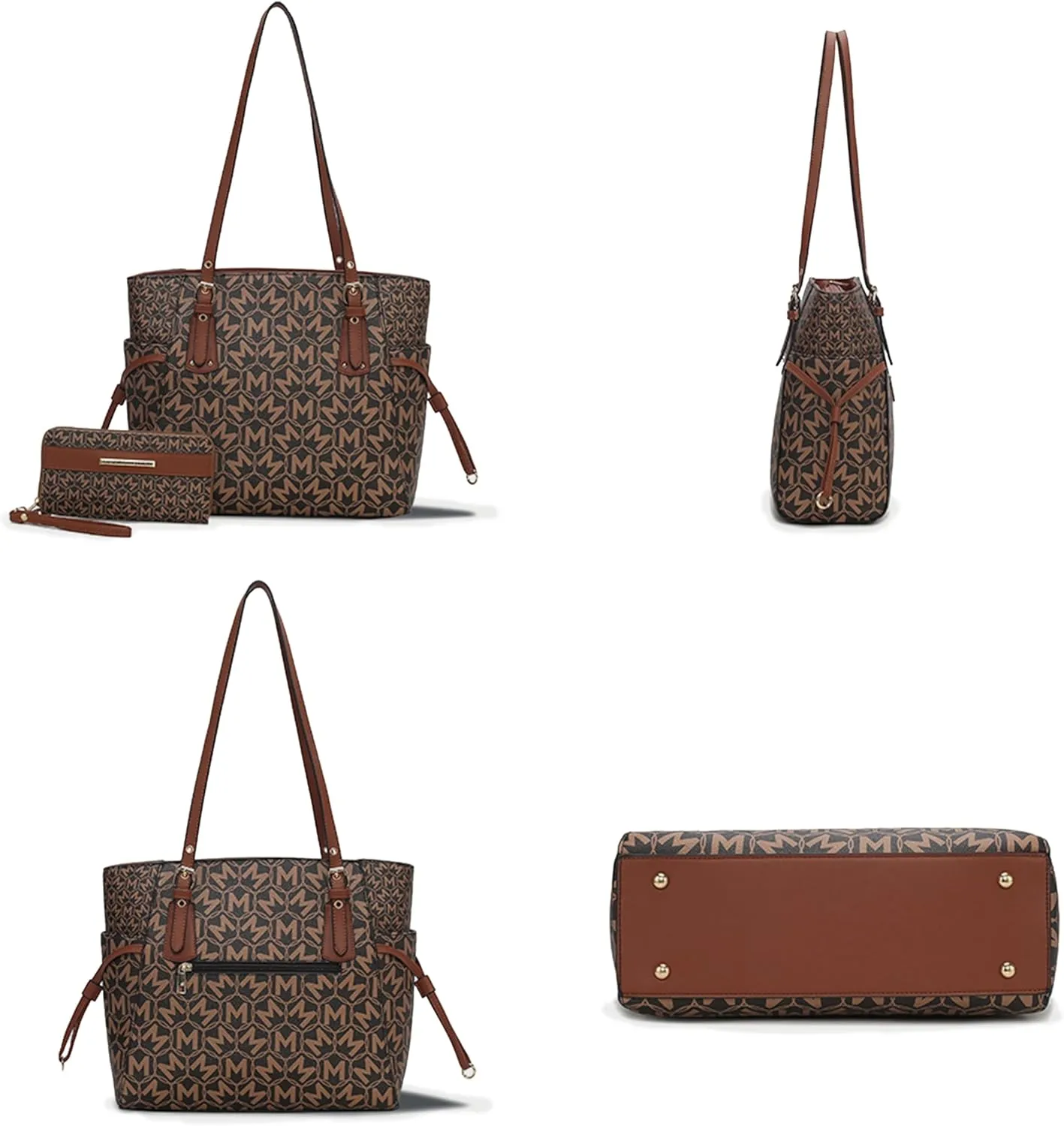 MKF Collection Women's Tote Bag & Wallet, Monogram Vegan Leather 2Pcs Handbag Purse Set by Mia K