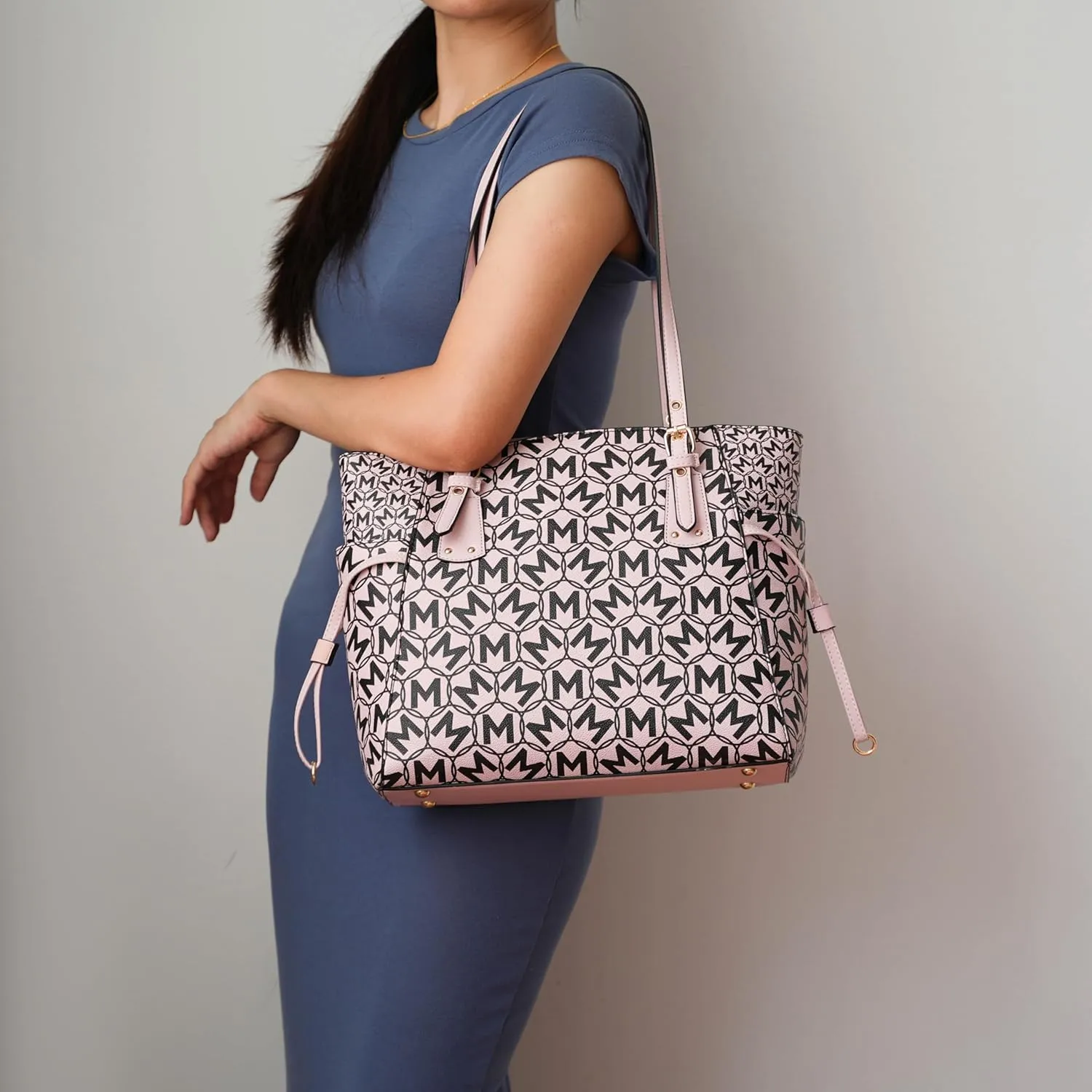 MKF Collection Women's Tote Bag & Wallet, Monogram Vegan Leather 2Pcs Handbag Purse Set by Mia K