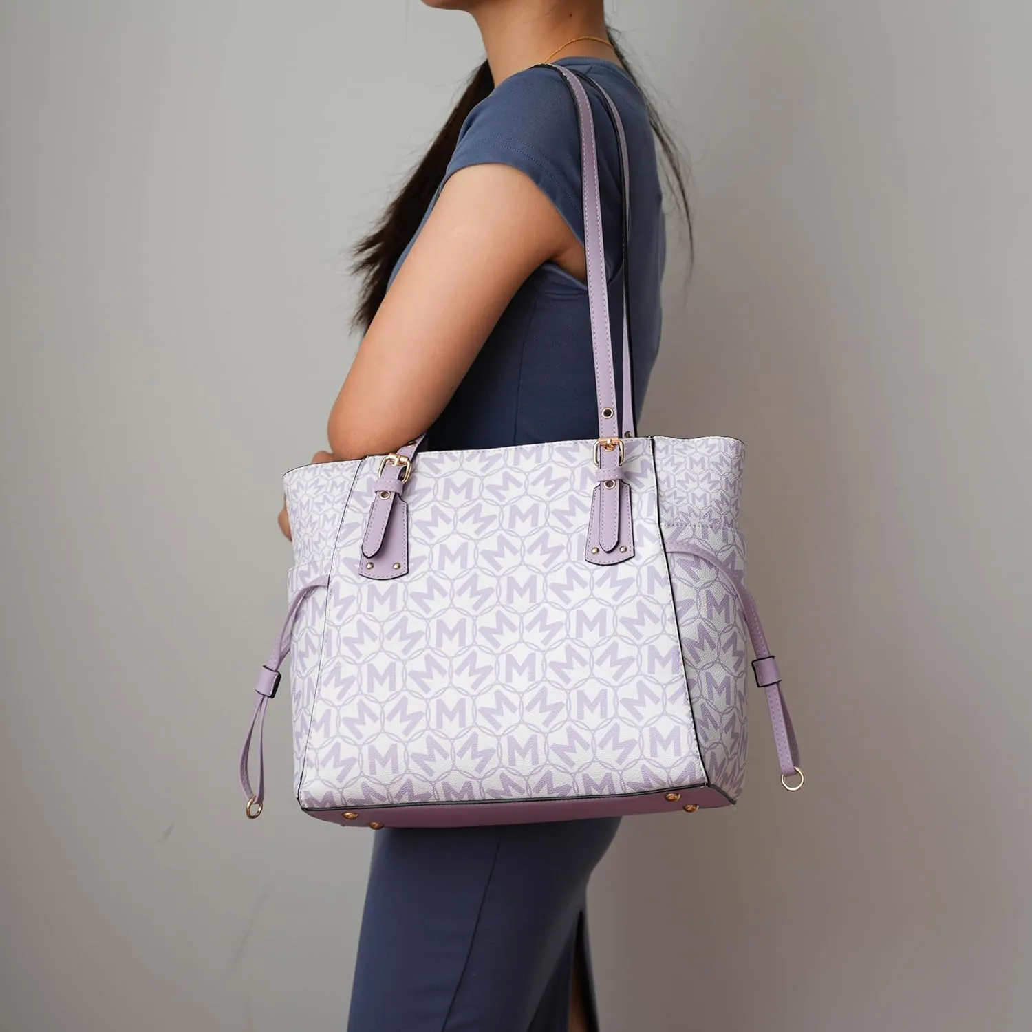 MKF Collection Women's Tote Bag & Wallet, Monogram Vegan Leather 2Pcs Handbag Purse Set by Mia K