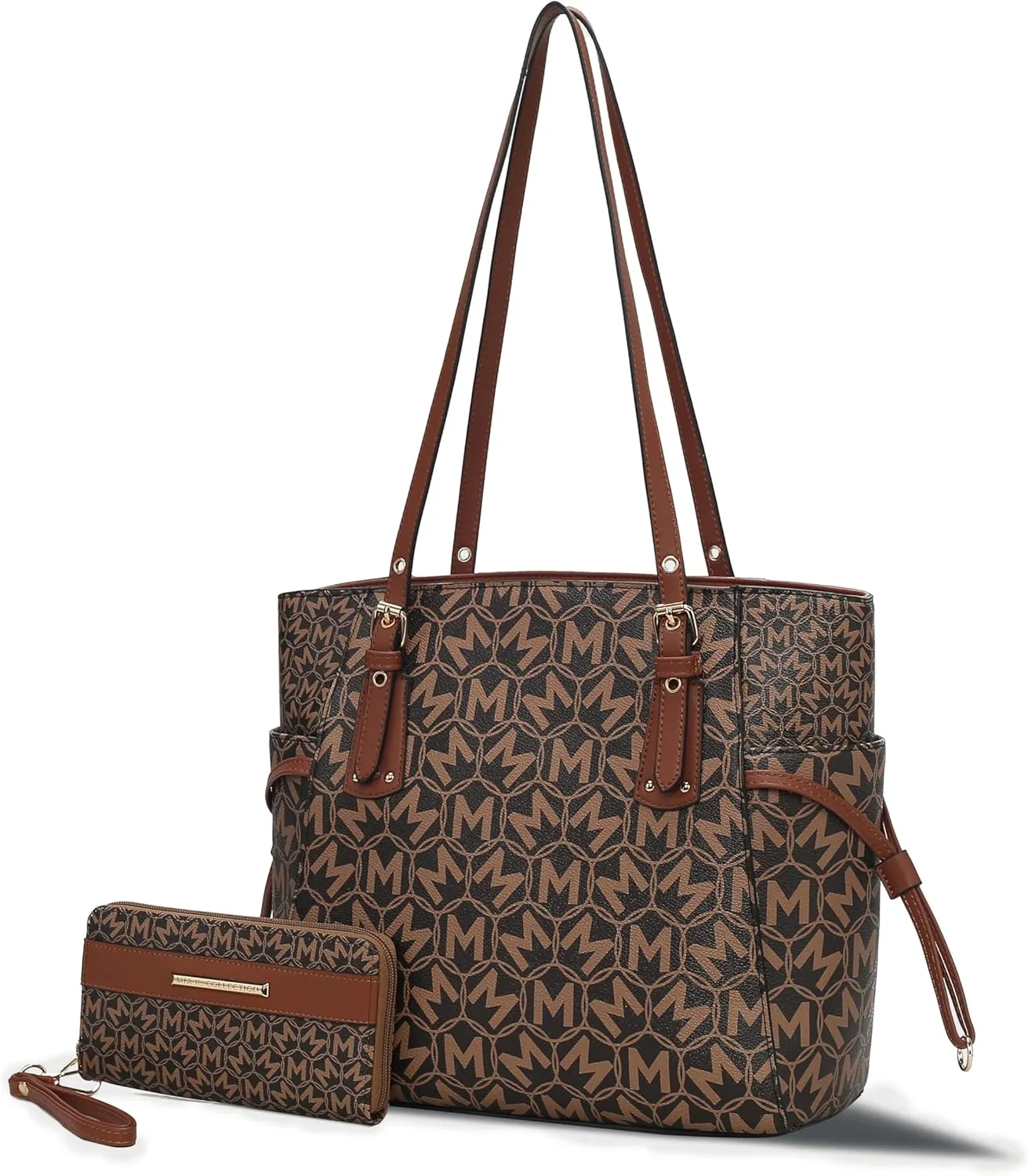 MKF Collection Women's Tote Bag & Wallet, Monogram Vegan Leather 2Pcs Handbag Purse Set by Mia K