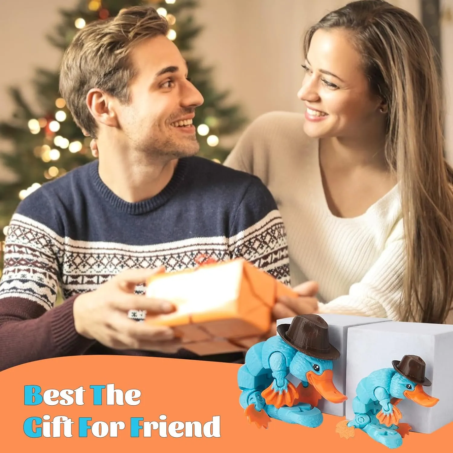 Model Articulated Platypus,3D Printed Plastic Platypus Figure,Duck with Movable Joints,Flexible Duckbill Statue,Coffee Table Decor,Home Office Bookshelf Decor (1, 6in)