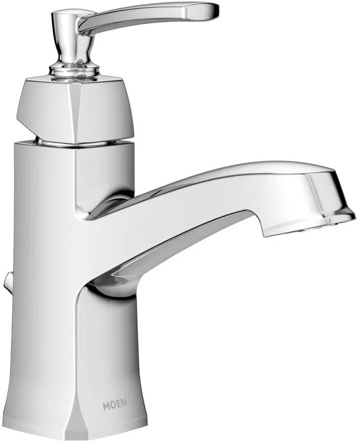 Moen Conway Chrome One-Handle Single Hole or Centerset Bathroom Faucet with Drain Assembly, WS84923