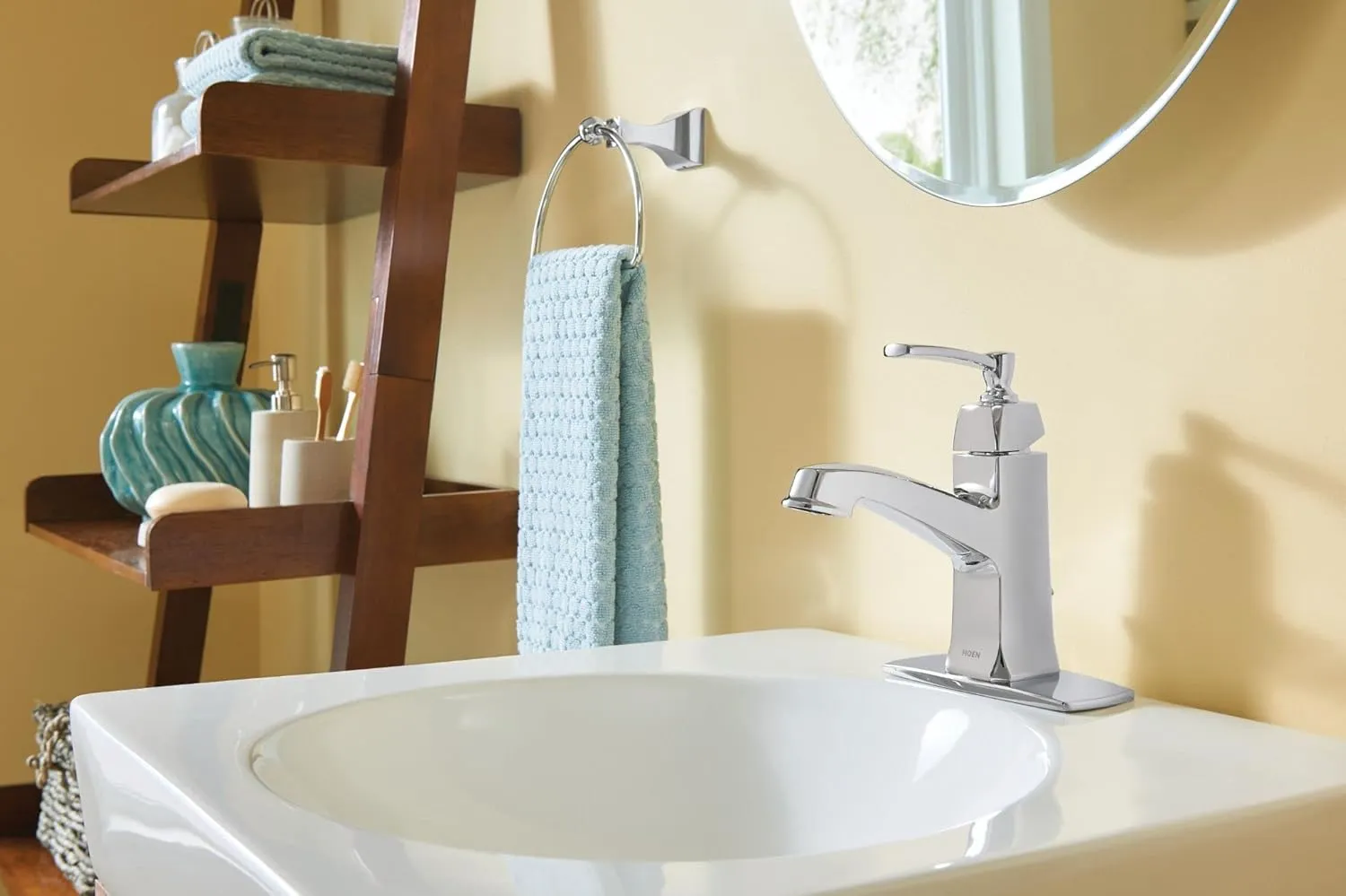 Moen Conway Chrome One-Handle Single Hole or Centerset Bathroom Faucet with Drain Assembly, WS84923