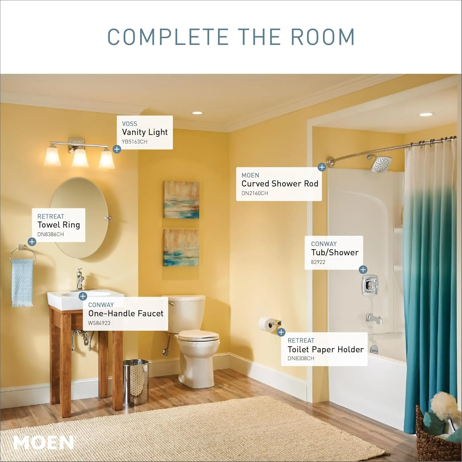 Moen Conway Chrome One-Handle Single Hole or Centerset Bathroom Faucet with Drain Assembly, WS84923