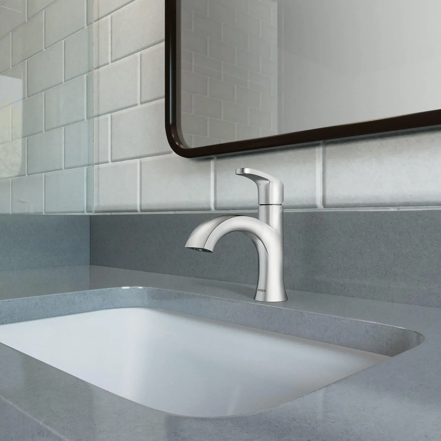 Moen Karis Chrome One-Handle Single Hole Bathroom Sink Faucet with Optional Deckplate, 84346