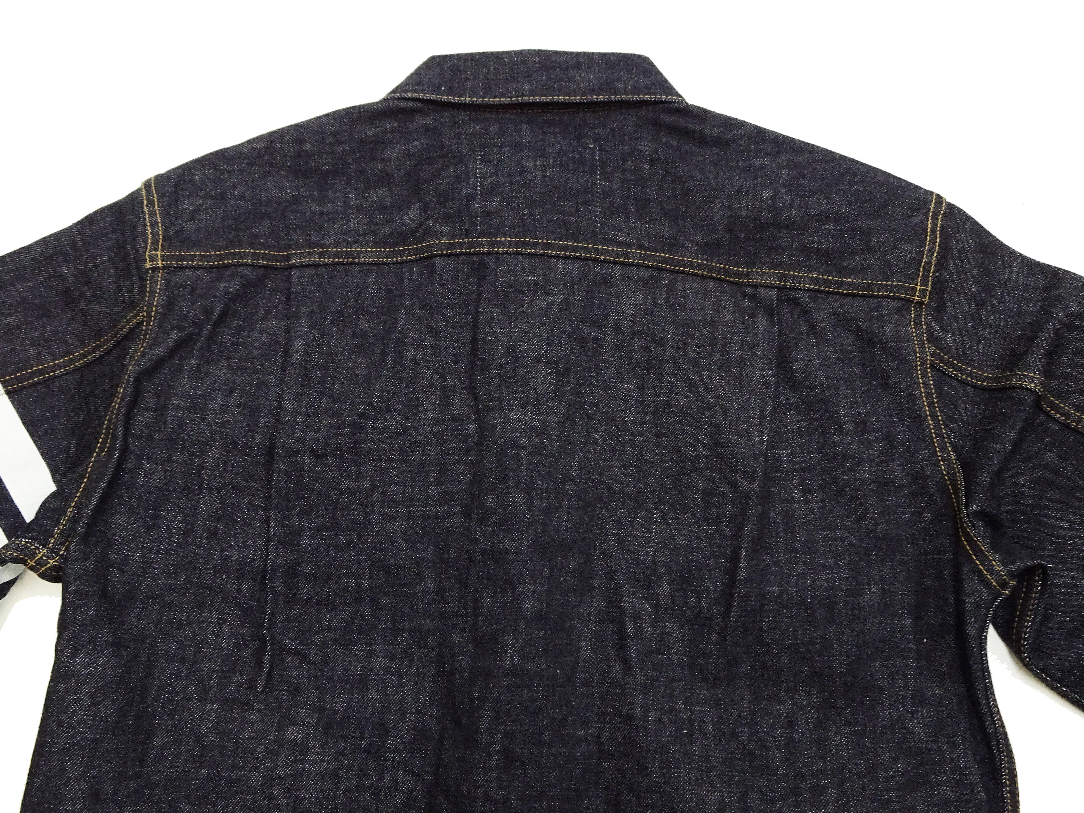 Momotaro Jeans Denim Jacket #002 with Double-Stripe Paint Men's 1953 Type 2 Style 15.7oz. Zimbabwean Cotton Deep Indigo Denim Jean Jacket MMGJ0102 One-Wash