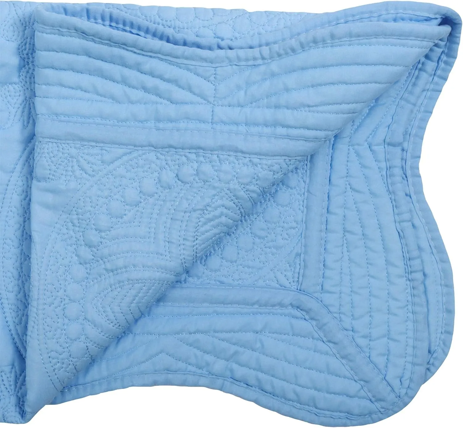 MONOBLANKS Baby Quilt Personlized Monogram Lightweight Embossed Scalloped Throw Blanket Four Seasons (Blue)