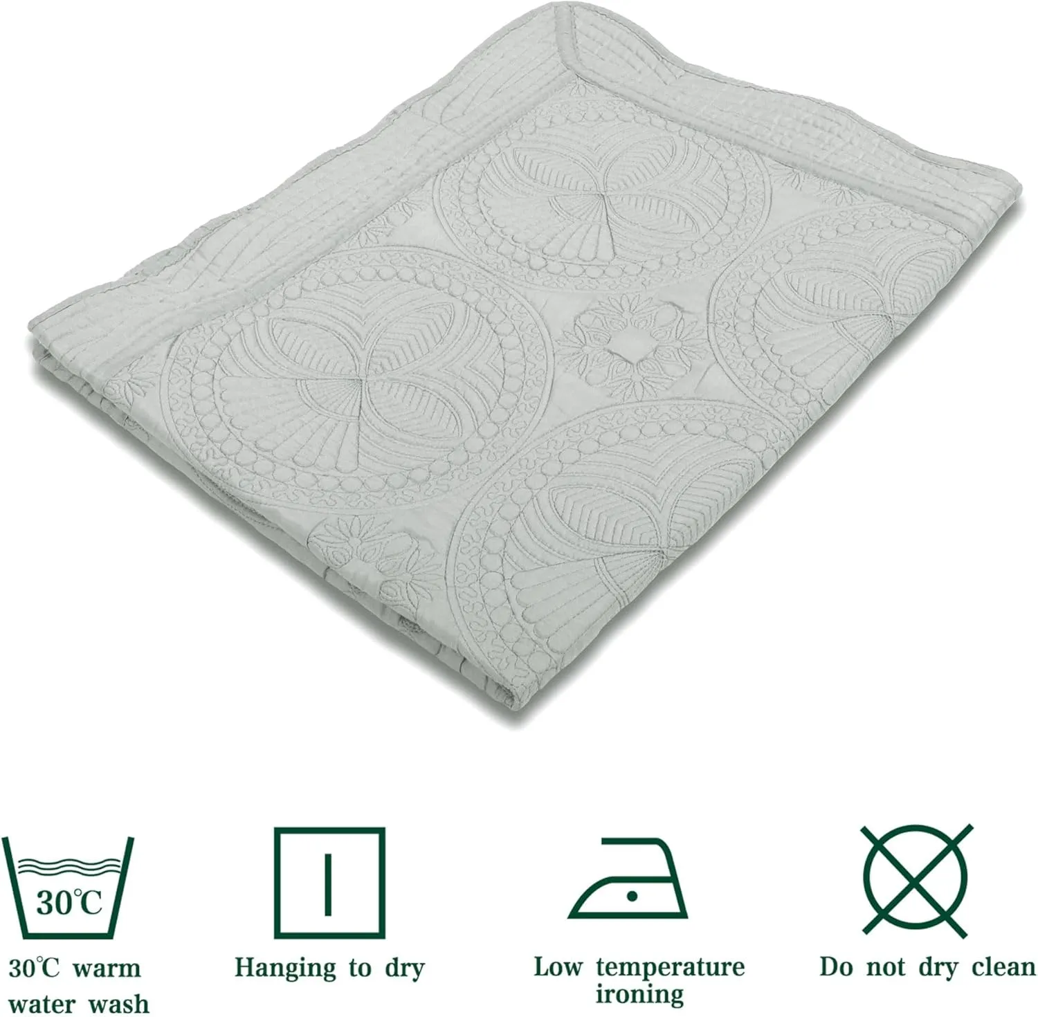MONOBLANKS Baby Quilt Personlized Monogram Lightweight Embossed Scalloped Throw Blanket Four Seasons (Gray)