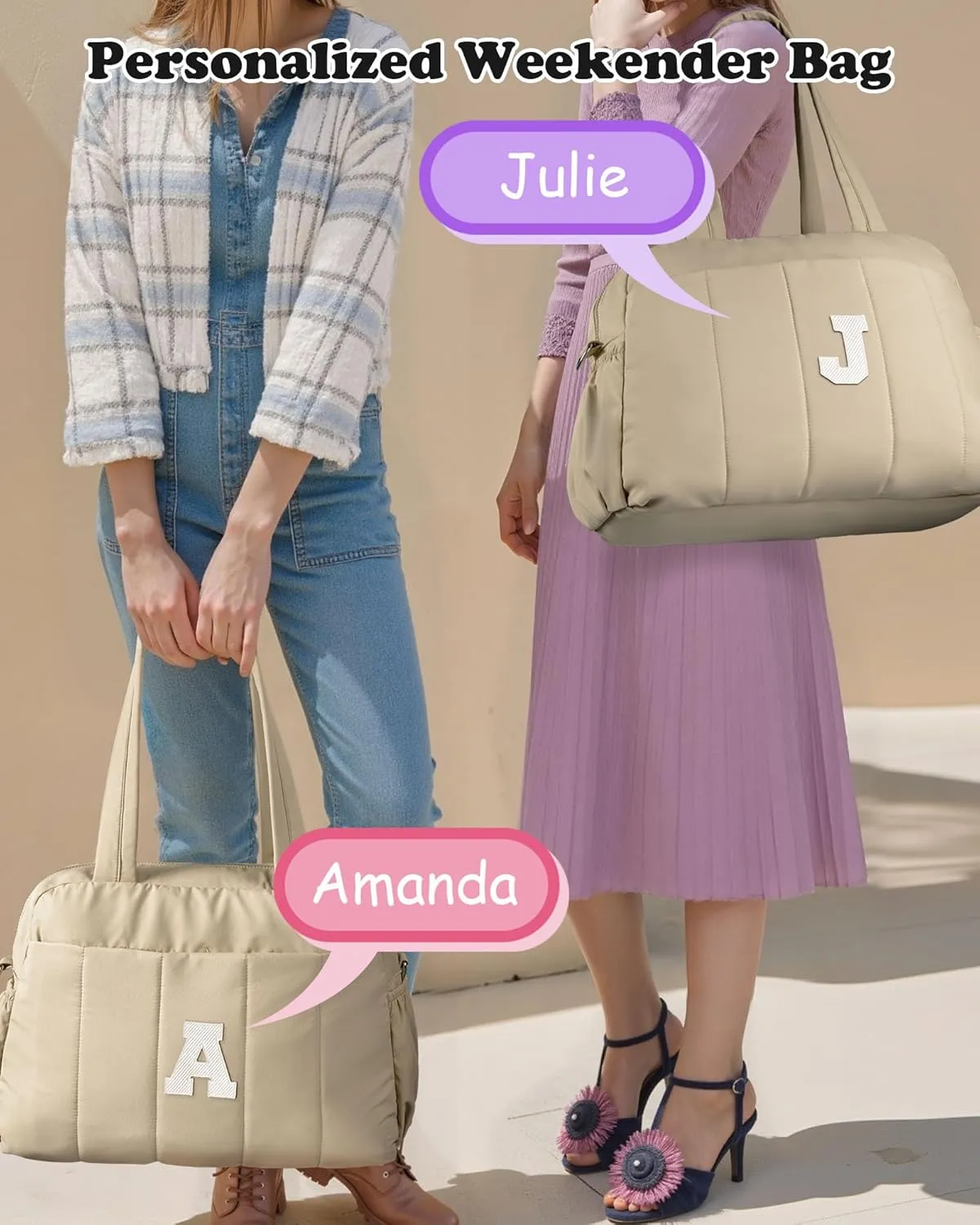 Monogram Gifts for Women, Initial Duffel Bag, Personalized Lightweight Weekender Bag, Monogram Overnight Bag for Women, Travel Bag with Makeup Bag, Cooworker Gift Graduation Gifts (Letter O)