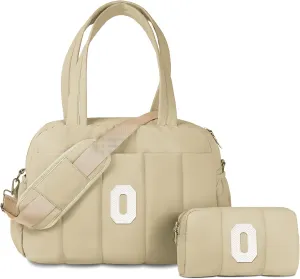 Monogram Gifts for Women, Initial Duffel Bag, Personalized Lightweight Weekender Bag, Monogram Overnight Bag for Women, Travel Bag with Makeup Bag, Cooworker Gift Graduation Gifts (Letter O)