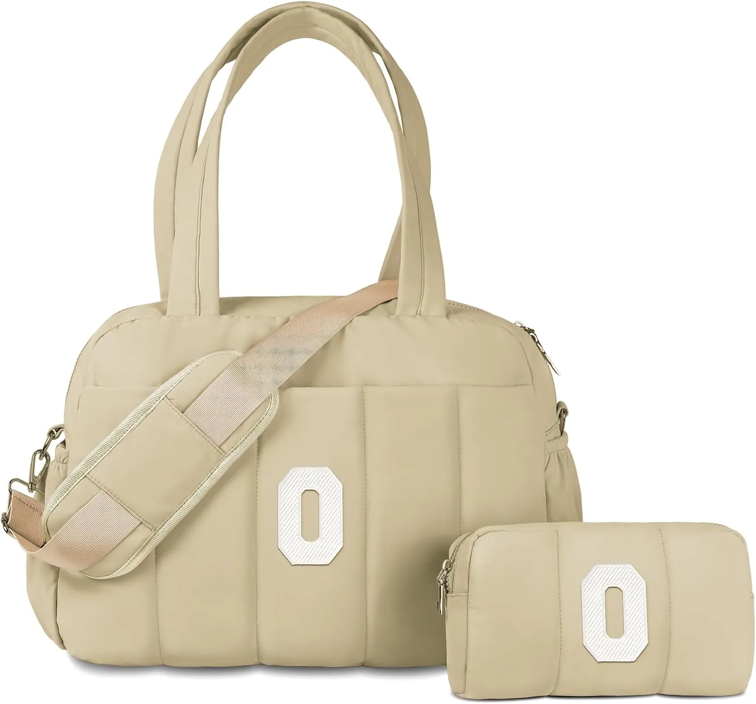 Monogram Gifts for Women, Initial Duffel Bag, Personalized Lightweight Weekender Bag, Monogram Overnight Bag for Women, Travel Bag with Makeup Bag, Cooworker Gift Graduation Gifts (Letter O)
