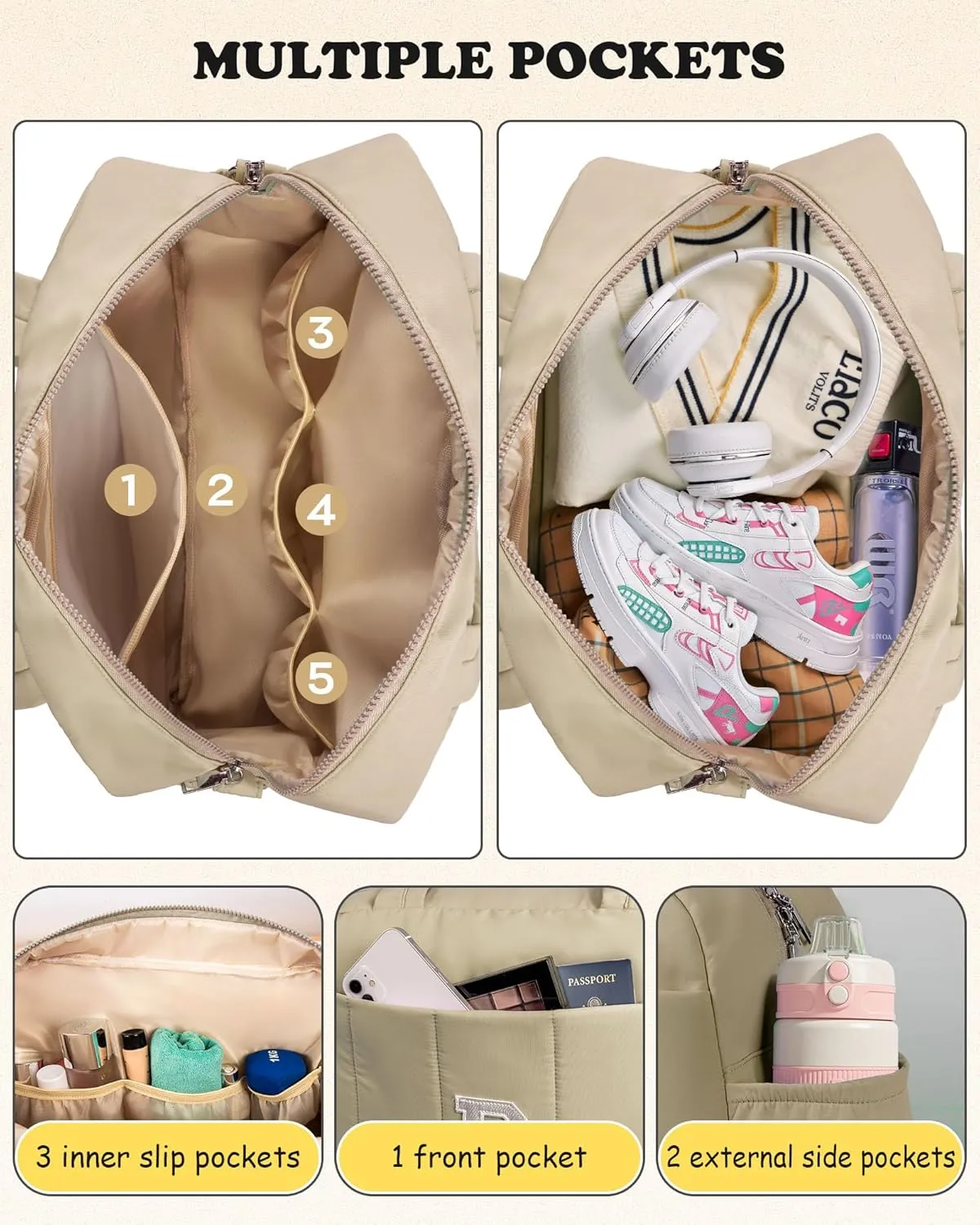 Monogram Gifts for Women, Initial Duffel Bag, Personalized Lightweight Weekender Bag, Monogram Overnight Bag for Women, Travel Bag with Makeup Bag, Cooworker Gift Graduation Gifts (Letter O)