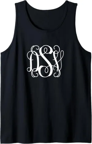 Monogram Initials DVS Script Monogram Letters DVS Tank Top
