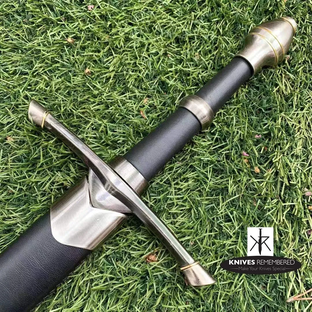 Monogram Medieval Knight Arming Sword With Scabbard - Custom, Personalized, Engraved (Chivalry Golden Ring - Chrome)