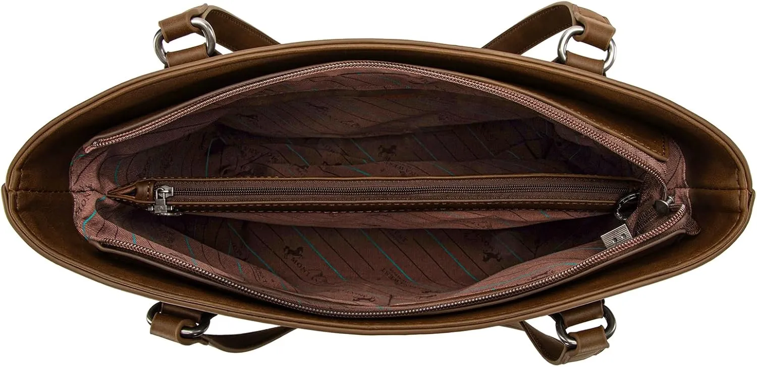 Montana West Western Two-Tone Large Tote Bag for Women Vintage Top Handle Ladies Shoulder Bags
