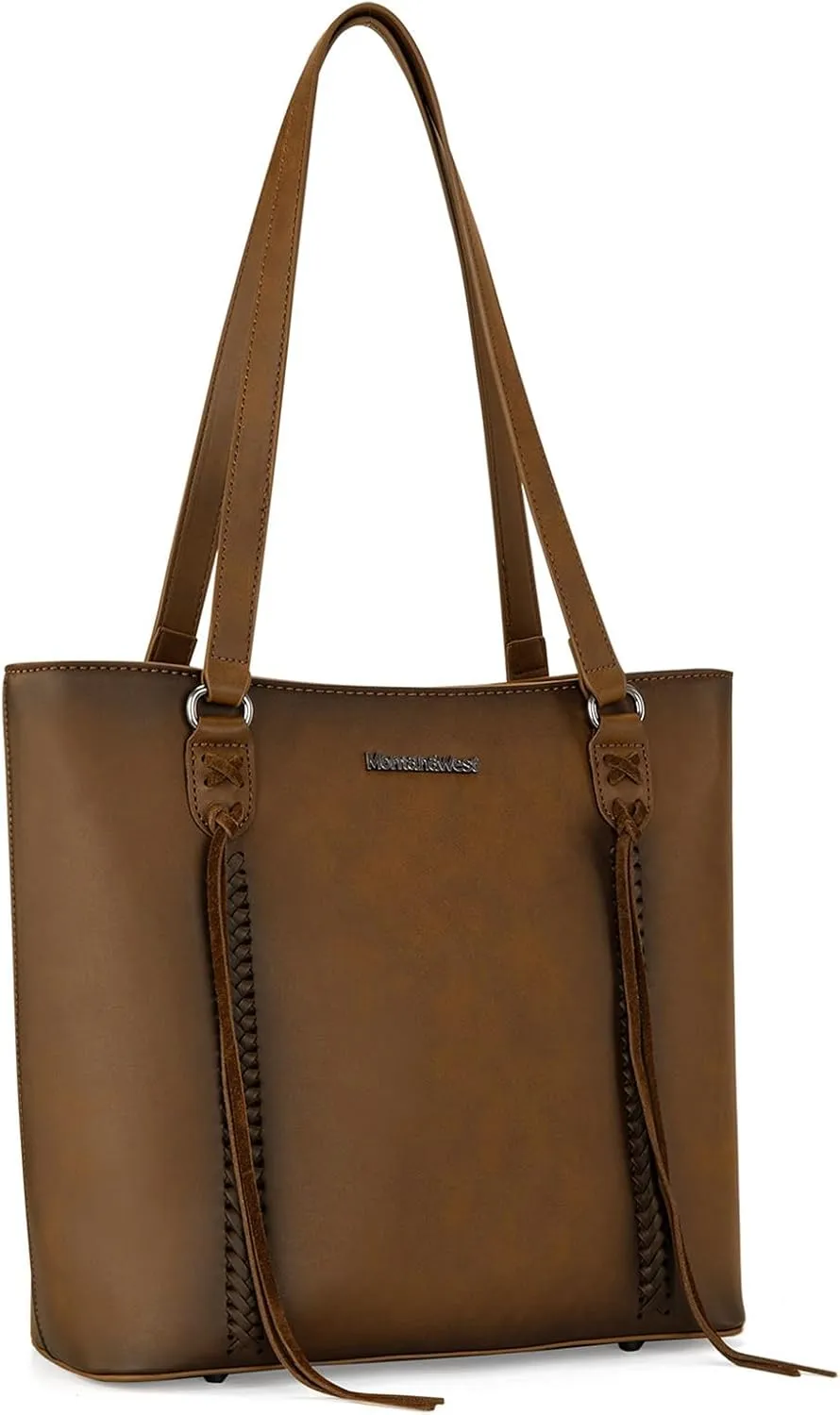 Montana West Western Two-Tone Large Tote Bag for Women Vintage Top Handle Ladies Shoulder Bags