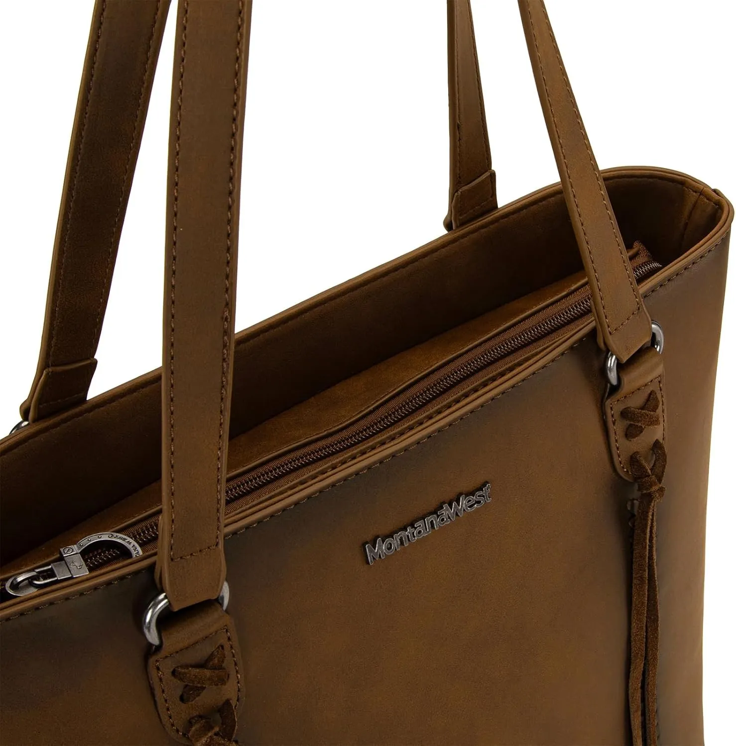 Montana West Western Two-Tone Large Tote Bag for Women Vintage Top Handle Ladies Shoulder Bags